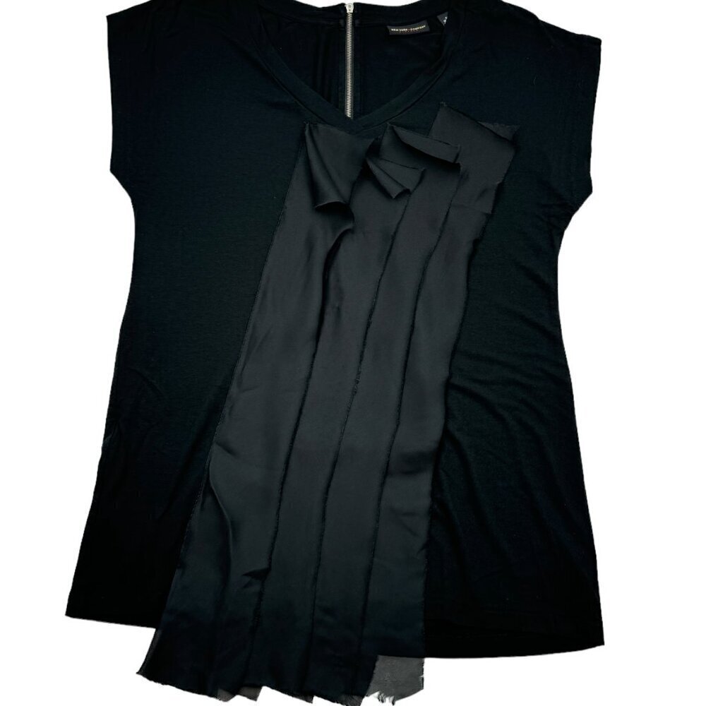 New York & Company Top With Ruffle Chiffon Detail Zip-Up Back Women's Size XS